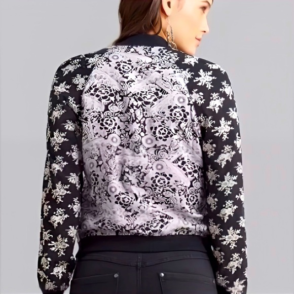 🌺Free People Mixed Media Floral Print Bomber Jacket🌸🌺 - Picture 2 of 16